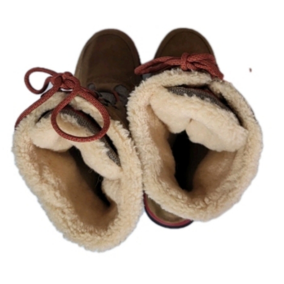 Bearpaw Aretha Winter Rain Boot Suede Wool Sheepskin Fur Gray Brown Snow Women - Picture 4 of 14